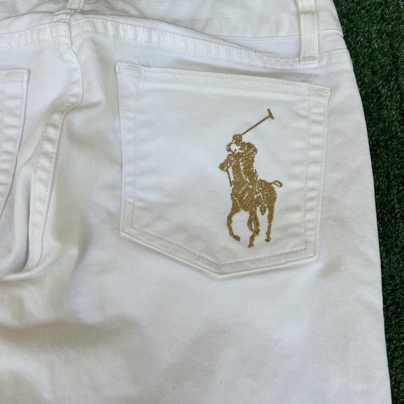 VTG Ralph Lauren Jeans Womens 32x31 White Black Label Flared USA Gold Pony Y2K - Picture 2 of 16